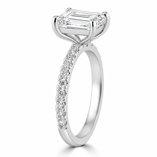 14k White Gold 1.50ct Lab Grown Emerald Diamond Engagement Ring