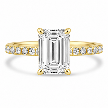 14k Yellow Gold 2.00ct Lab Grown Emerald Diamond Band Engagement Ring