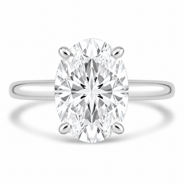 14k White Gold 3.00ct Lab Grown Oval Diamond Solitaire Engagement Ring