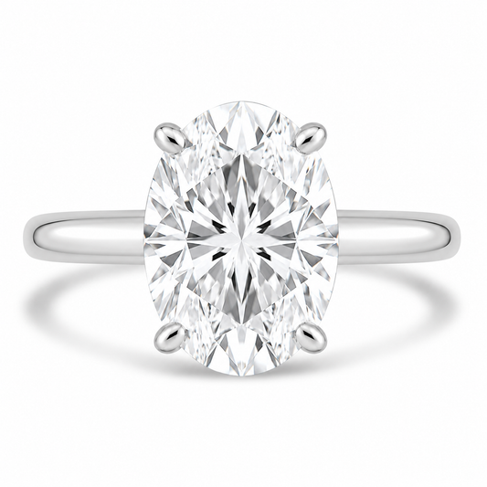 14k White Gold 3.00ct Lab Grown Oval Diamond Solitaire Engagement Ring