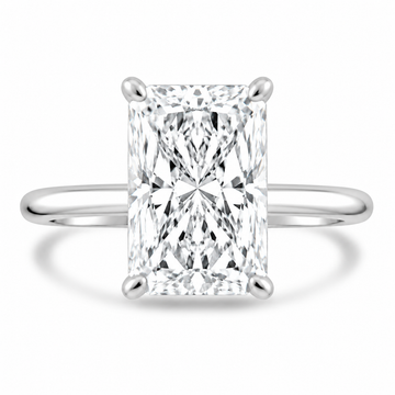 14k White Gold 4.00ct Lab Grown Elongated Radiant Diamond Solitaire Engagement Ring
