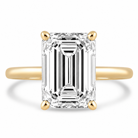 14k Yellow Gold 4.00ct Lab Grown Emerald Diamond Solitaire Engagement Ring