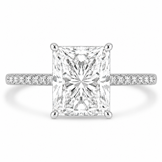 14k White Gold 2.50ct Lab Grown Elongated Radiant Diamond Engagement Ring