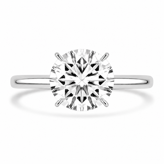 14k White Gold 2.00ct Lab Grown Round Diamond Solitaire Engagement Ring