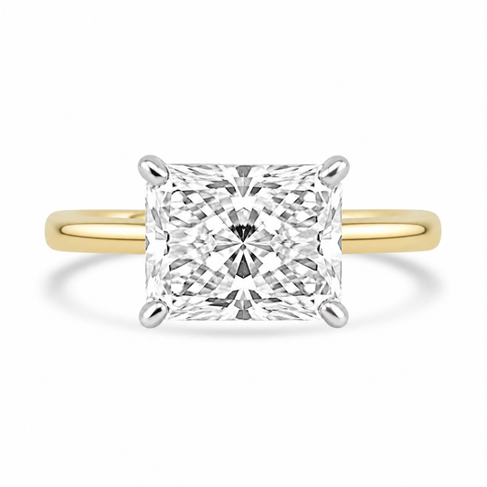 14k Yellow Gold 2.80ct Lab Grown Radiant Diamond Solitaire Engagement Ring