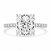 14k White Gold 2.50ct Lab Grown Elongated Cushion Diamond Band Engagement Ring