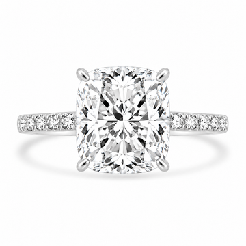 14k White Gold 2.50ct Lab Grown Elongated Cushion Diamond Band Engagement Ring