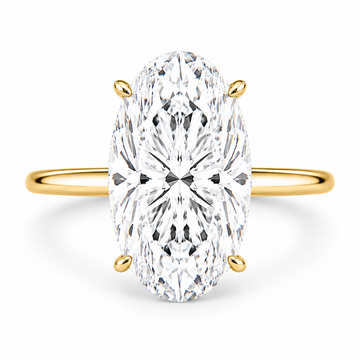 18k Yellow Gold 7.00ct Lab Grown Moval Diamond Invisible Halo Solitaire Engagement Ring