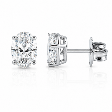 14k White Gold Lab Grown Oval Diamond Stud Earrings 1.20ctw