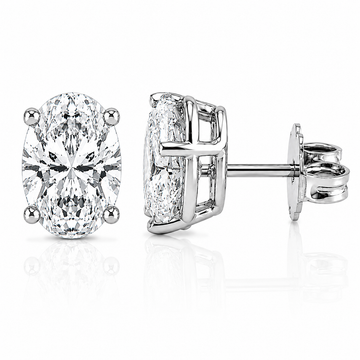 14k White Gold Lab Grown Oval Diamond Stud Earrings 5.00ctw