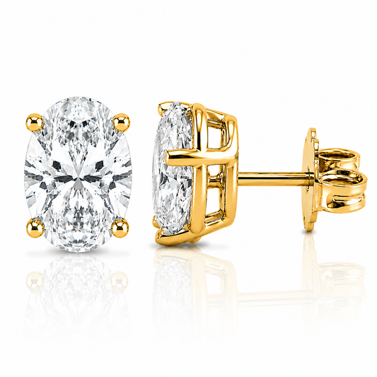 14k Yellow Gold Lab Grown Oval Diamond Stud Earrings 4.50ctw