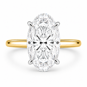 14k Yellow Gold 5.00ct Lab Grown Moval Diamond Invisible Halo Solitaire Engagement Ring