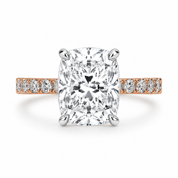 14k Rose Gold 2.00ct Lab Grown Elongated Cushion Diamond Band Engagement Ring