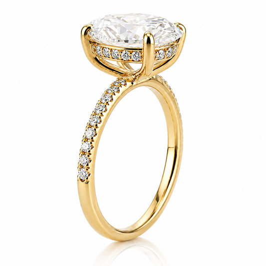 14k Yellow Gold 3.50ct Lab Grown Oval Diamond Invisible Halo Engagement Ring