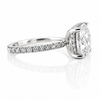 14k White Gold 3.50ct Lab Grown Square Cushion Invisible Halo Diamond Band Engagement Ring
