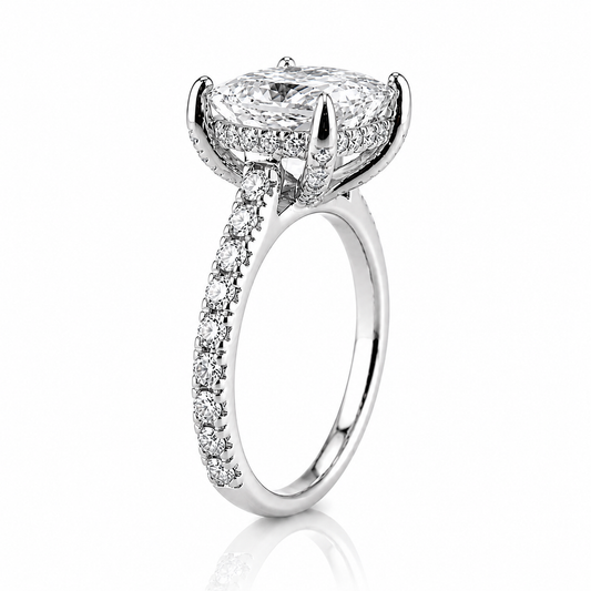 18k White Gold 3.00ct Lab Grown Princess Diamond Invisible Halo Engagement Ring