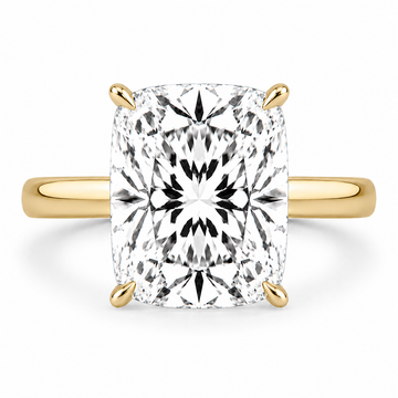 14k Yellow Gold 4.00ct Lab Grown Elongated Cushion Diamond Solitaire Engagement Ring