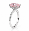18k White Gold 4.00ct Lab Grown Elongated Pink Radiant Diamond Band Invisible Halo Engagement Ring