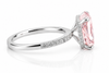 18k White Gold 4.00ct Lab Grown Elongated Pink Radiant Diamond Band Invisible Halo Engagement Ring