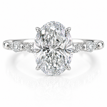 14k White Gold 2.50ct Lab Grown Oval Diamond Marquise Band Invisible Halo Engagement Ring