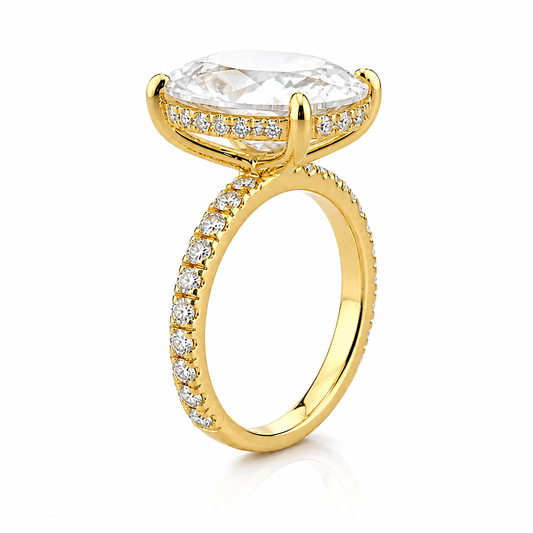 14k Yellow Gold 5.00ct Lab Grown Oval Diamond Invisible Halo Engagement Ring