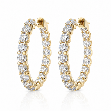 14k Yellow Gold Lab Diamond Inside Out Hoop Earrings 5.00ctw