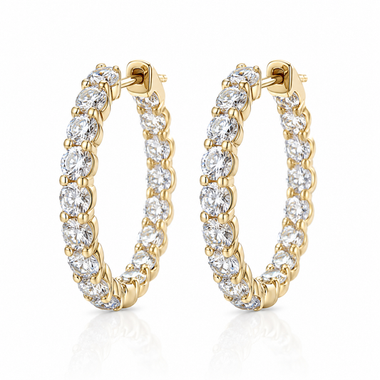 14k Yellow Gold Lab Diamond Inside Out Hoop Earrings 5.00ctw