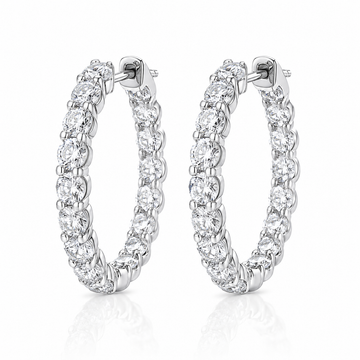 14k White Gold Lab Diamond Inside Out Hoop Earrings 5.00ctw