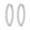 14k White Gold Lab Diamond Inside Out Round Hoop Earrings 2.00ctw