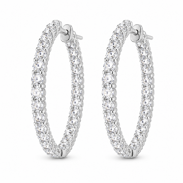 14k White Gold Lab Diamond Inside Out Round Hoop Earrings 2.00ctw