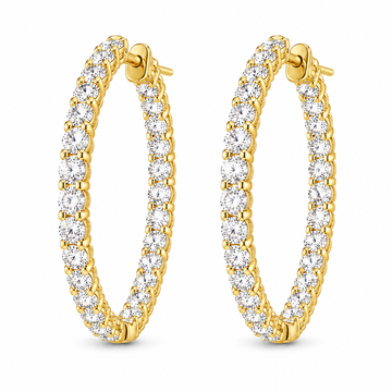 14k Yellow Gold Lab Diamond Inside Out Round Hoop Earrings 2.00ctw