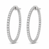 14k White Gold Lab Diamond Inside Out Round Hoop Earrings 1.30ctw