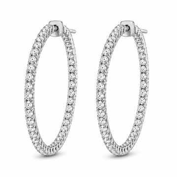 14k White Gold Lab Diamond Inside Out Round Hoop Earrings 1.30ctw