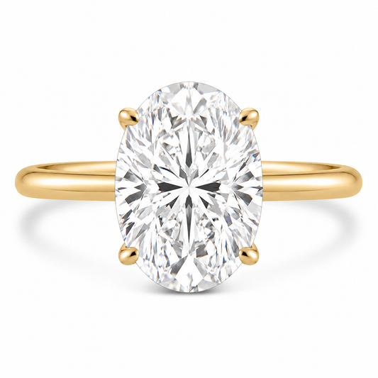 14k Yellow Gold 3.50ct Lab Grown Oval Diamond Solitaire Engagement Ring