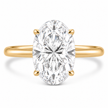 14k Yellow Gold 4.00ct Lab Grown Oval Diamond Solitaire Engagement Ring
