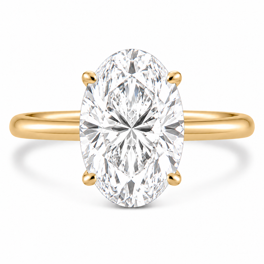 14k Yellow Gold 4.00ct Lab Grown Oval Diamond Solitaire Engagement Ring