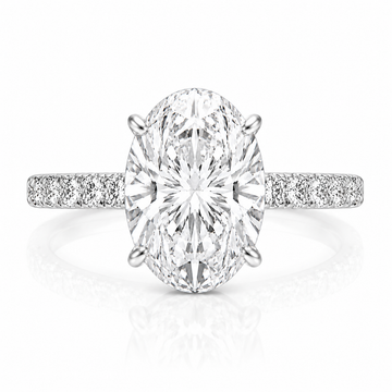 14k White Gold 2.50ct Lab Grown Oval Diamond Band Engagement Ring