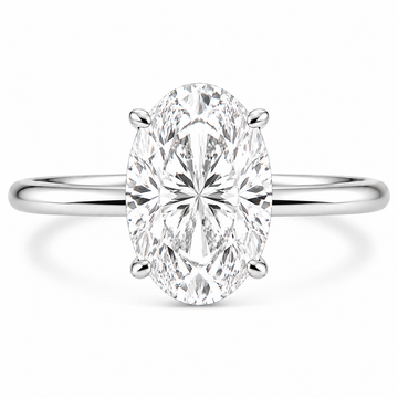 14k White Gold 3.00ct Lab Grown Oval Diamond Invisible Halo Solitaire Engagement Ring