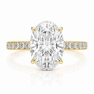 14k Yellow Gold 2.50ct Lab Grown Oval Diamond Band Engagement Ring