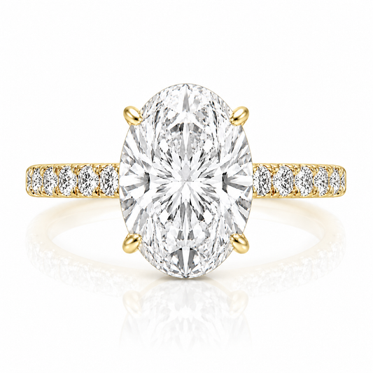14k Yellow Gold 2.50ct Lab Grown Oval Diamond Band Engagement Ring