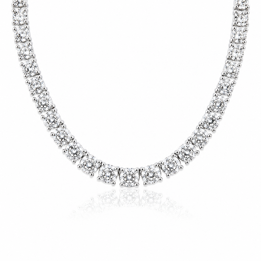 14k White Gold Lab Grown Diamond Classic Tennis Necklace 15.00ctw