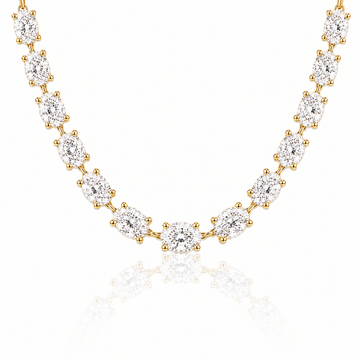 14k Yellow Gold Lab Grown Oval Diamond Tennis Necklace 15.00ctw
