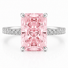 18k White Gold 4.00ct Lab Grown Elongated Pink Radiant Diamond Band Invisible Halo Engagement Ring