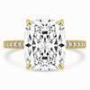 14k Yellow Gold 5.00ct Lab Grown Elongated Cushion Diamond Band Engagement Ring