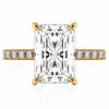 14k Yellow Gold 4.50ct Lab Grown Elongated Radiant Diamond Band Invisible Halo Engagement Ring