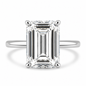 14k White Gold 5.50ct Lab Grown Emerald Diamond Solitaire Engagement Ring