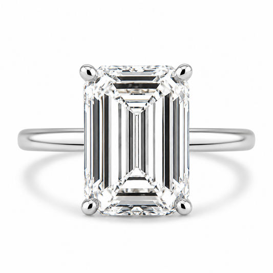14k White Gold 5.50ct Lab Grown Emerald Diamond Solitaire Engagement Ring
