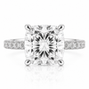14k White Gold 3.50ct Lab Grown Square Cushion Invisible Halo Diamond Band Engagement Ring