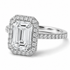 14k White Gold 4.00ct Lab Grown Emerald Diamond Halo Engagement Ring