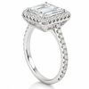 14k White Gold 4.00ct Lab Grown Emerald Diamond Halo Engagement Ring